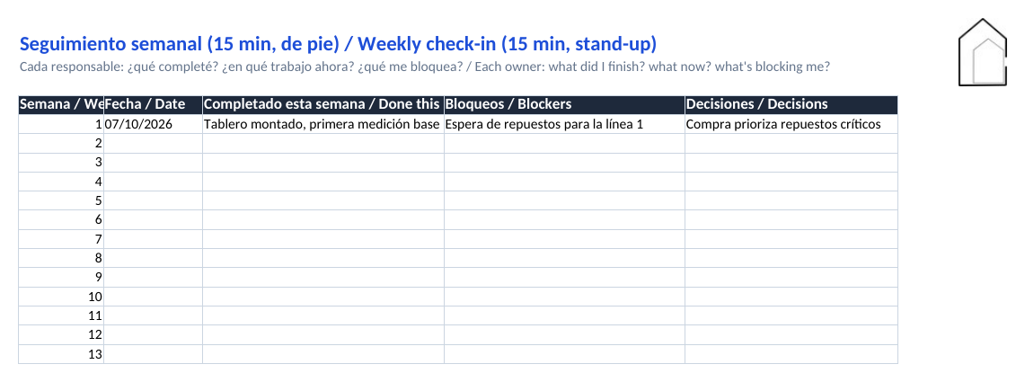13-week tracking sheet